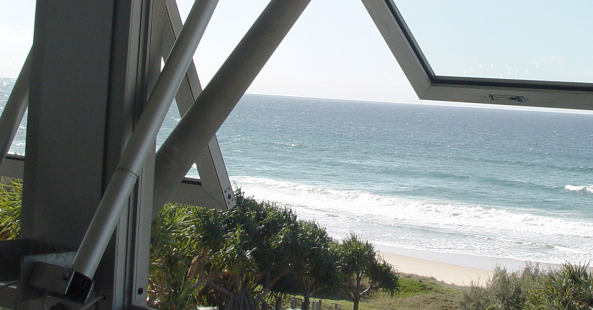 High awning windows with electric controls provide better energy efficiency.